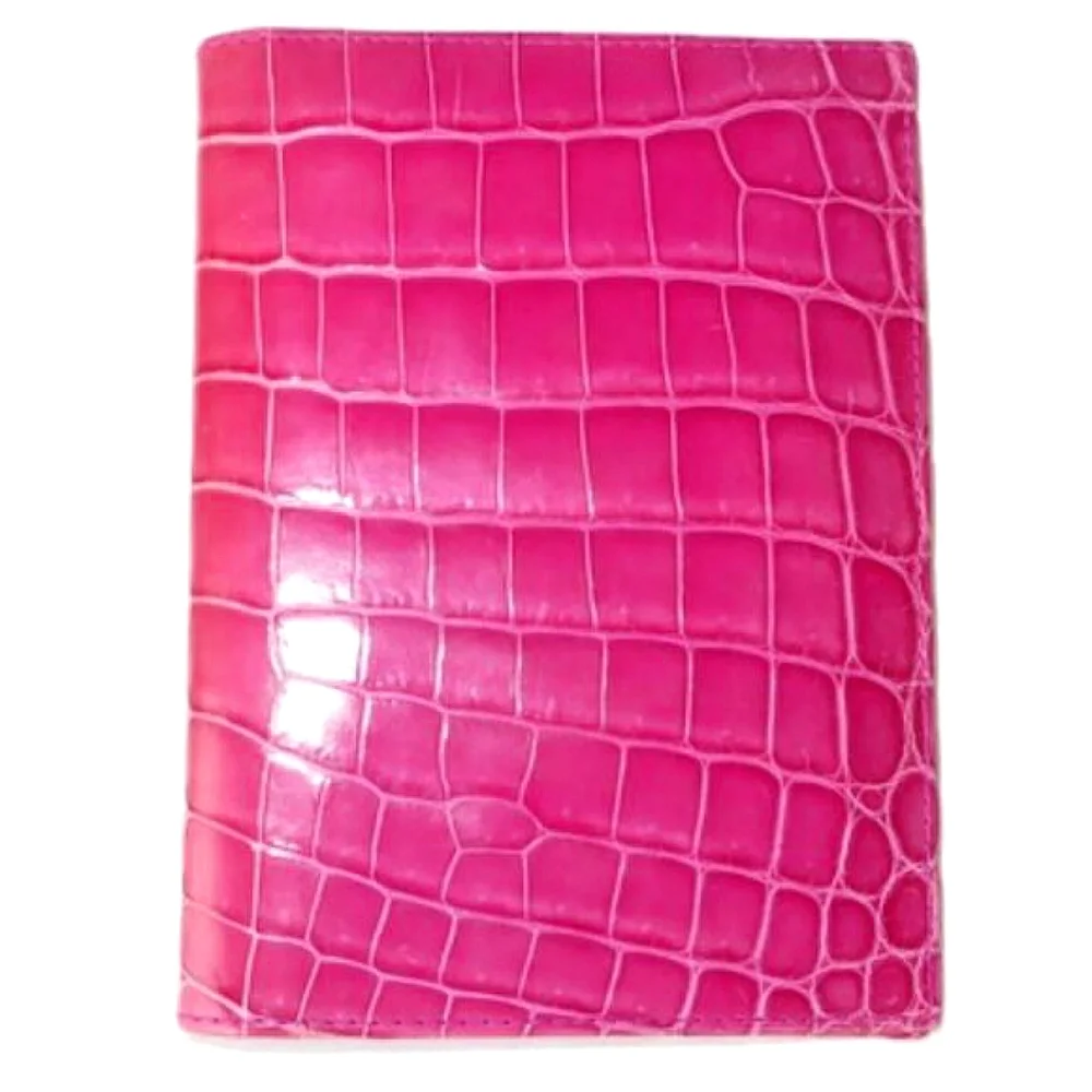 TIFFANY Fuchsia Genuine Crocodile Passport Cover And Card Holder